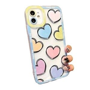 Blue Heart Clear Silicone Cute Soft Phone Case For iPhone 12 Pro